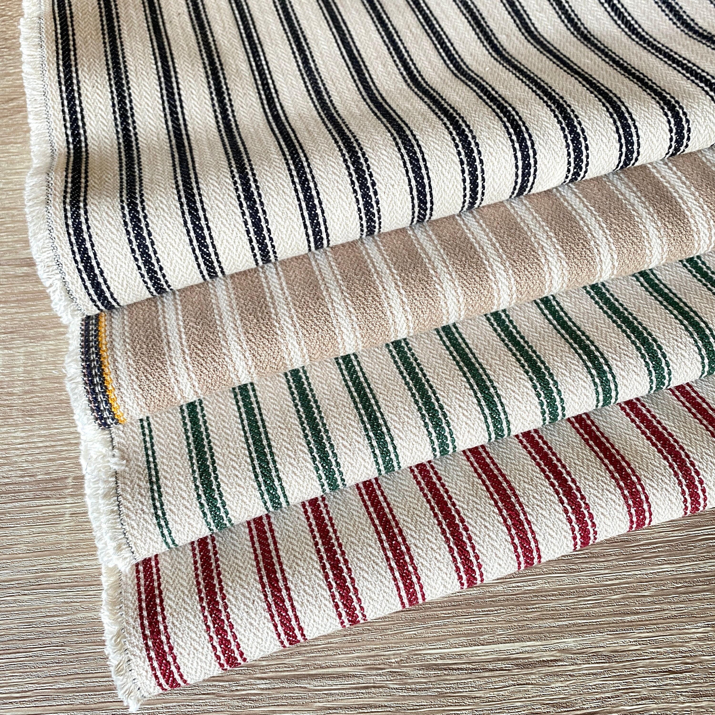 Thick 100% Cotton Herringbone Stripe Fabric. Price per 1/2 Metre