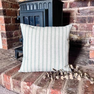 1602. Handmade Duck Egg stripe LINEN blend Cushion Cover, Various sizes