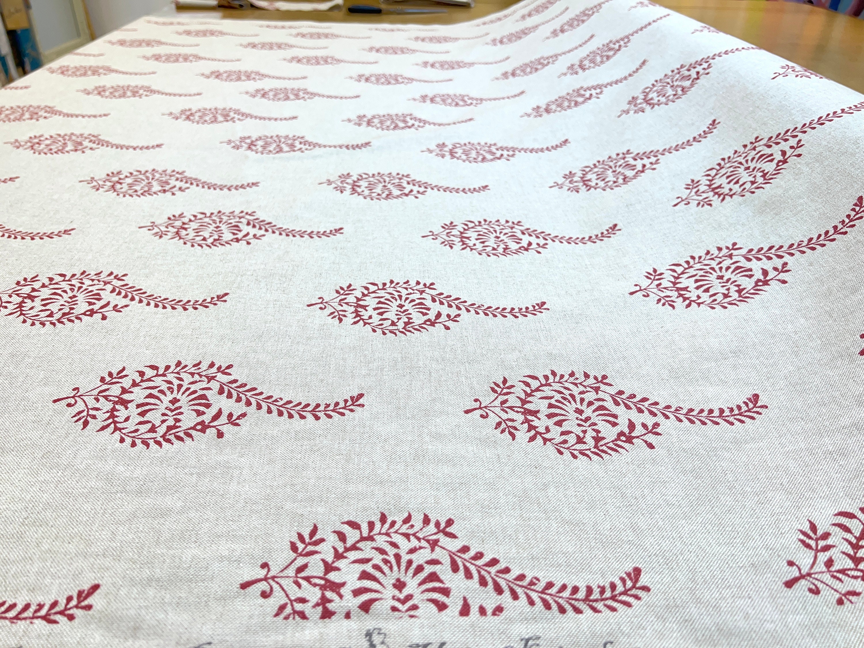 1314. HUMBER LINEN LOOK Red Block Print 100% Cotton Fabric. - Etsy UK