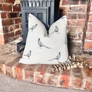 1546. Pheasants, Handmade Linen blend Cushion Cover, Various sizes