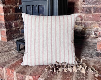 1603. Handmade Blush stripe LINEN blend Cushion Cover, Various sizes