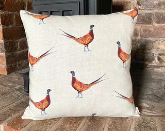 853. Pheasants, Handmade 100% Cotton Cushion Cover, Various sizes