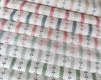 SELBY STRIPE Linen look fabric, 100% Cotton, 136cm wide, Price per 1/2 metre