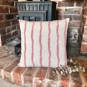 1428. Red ISABELLA trail, Linen Look 100% Cotton Cushion Cover