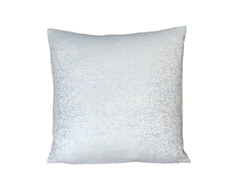 799. Handmade Linen/Cotton mix Cushion Cover DUCK EGG BLUE leaves. Various sizes