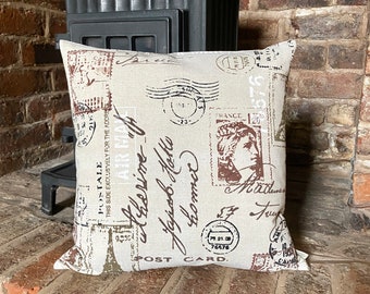 17. Tarjeta postal hecha a mano Natural LINEN blend Cushion Cover. Varios tamaños