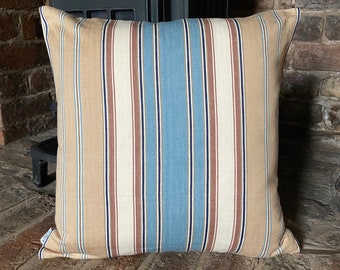 956. 100%コットンクッションカバー ブルーブラウンストライプ。各種