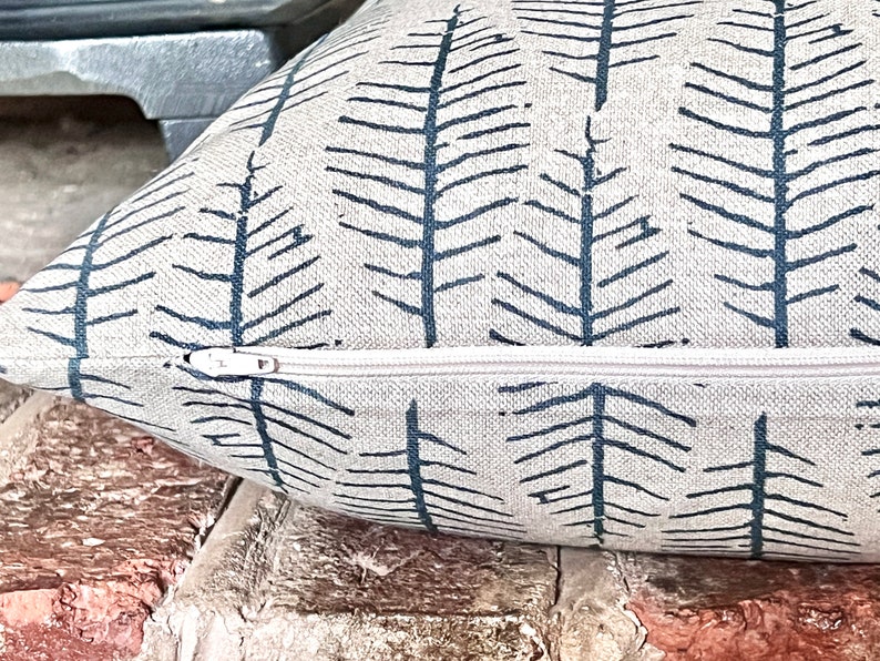 1560. ORNA Blue Block Print Linen Look 100% Cotton Cushion Cover - Etsy