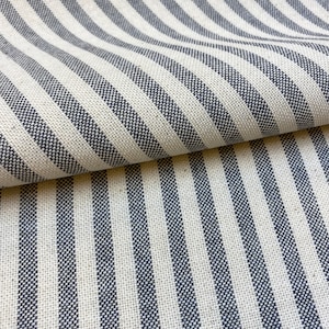 1065. GREY STRIPE 100% cotton Linen Look fabric, Double width 280 cm/ 110 inch