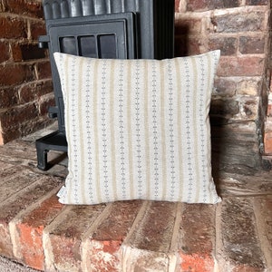 1379. Indigo/ Gold SELBY STRIPE Linen Look 100% Cotton Cushion Cover