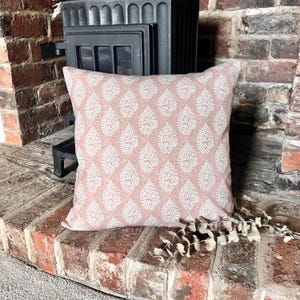 1540. BAGRU Blush Block print  Linen blend Cushion Cover