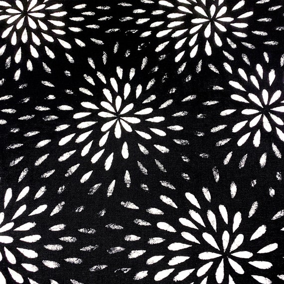 887. Blanco sobre flores negras 100% algodón tela. 150cm de - Etsy México 887. Blanco sobre flores negras 100% algodón tela. 150cm de - Etsy México