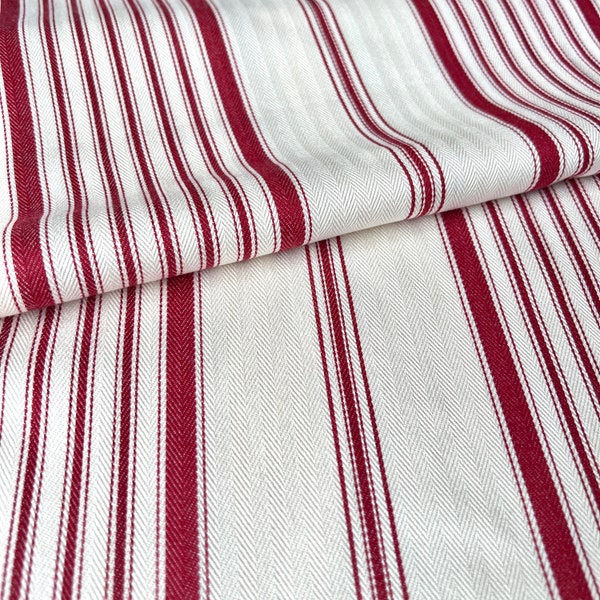 657. Red Stripe 100% cotton Fabric. 140 cm wide, Price per 1/2 metre