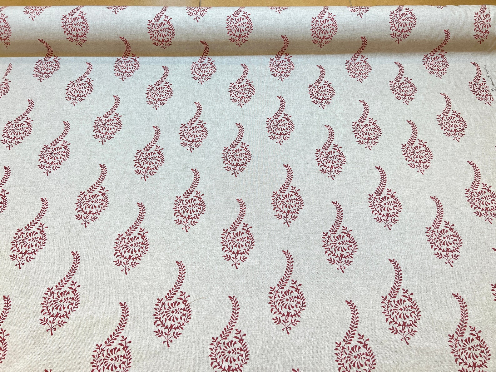 1314. HUMBER LINEN LOOK Red Block Print 100% Cotton Fabric. - Etsy UK