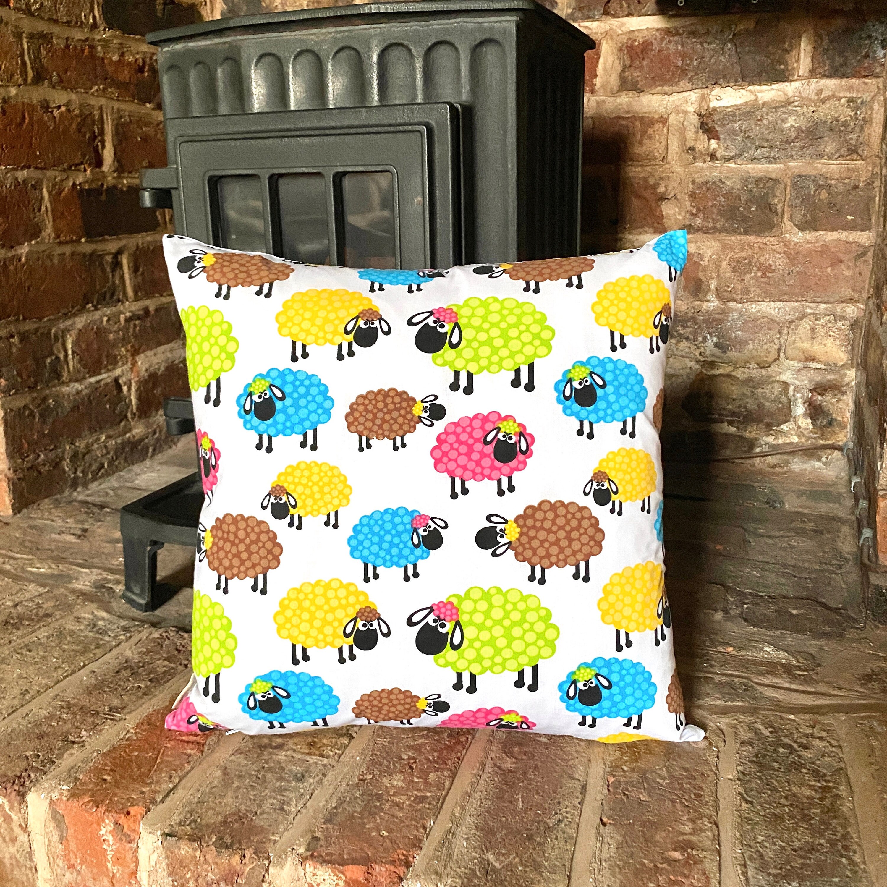 829. Handmade Rainbow Sheep 100 Cotton Cushion Cover. Various Etsy