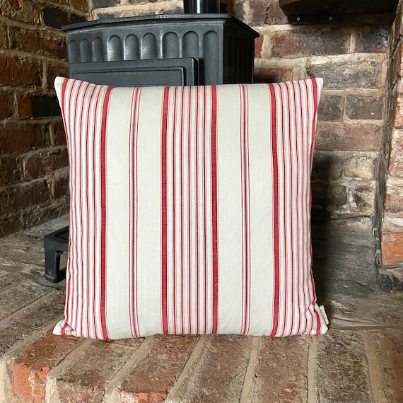 Handmade RED STRIPES 100% Cotton Cushion