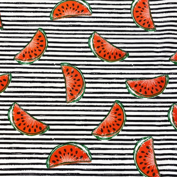 625. Watermeloen op strepen katoenen stof. Prijs 1/2 - Etsy Nederland
