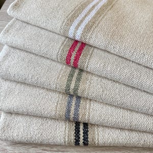 Thick FRENCH Linen look Stripe Fabric. 145 cm wide, Price per 1/2 metre