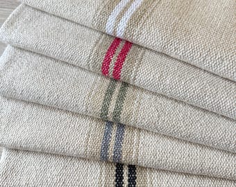 Thick FRENCH Linen look Stripe Fabric. 145 cm wide, Price per 1/2 metre