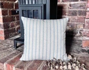 1601. Handmade Azure stripe LINEN blend Cushion Cover,Various sizes