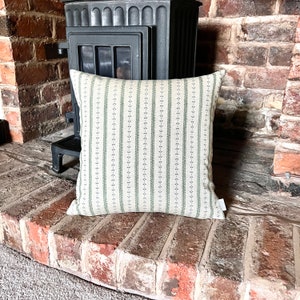 1327. Green SELBY STRIPE Linen Look 100% Cotton Cushion Cover