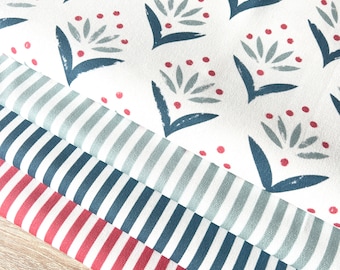 CLAREMONT SPRAY Collection - Indigo, 100% Cotton fabric, 136cm wide,  Price per 1/2 metre