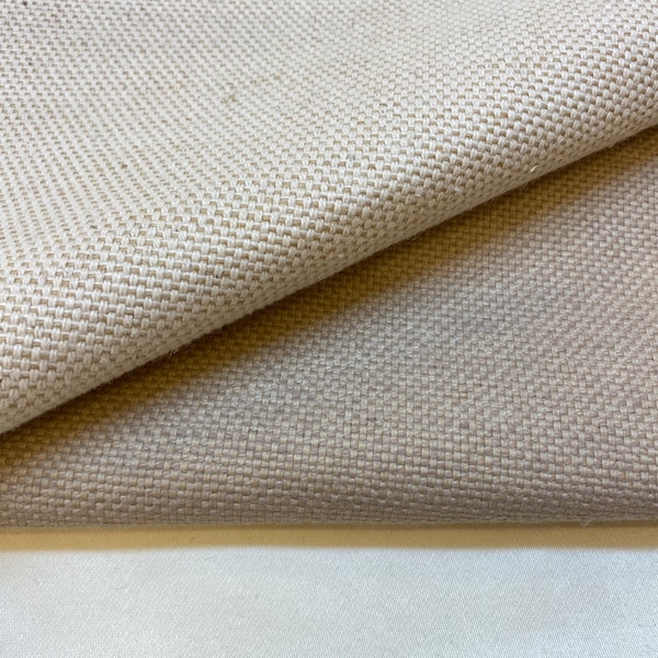 Tissu d'ameublement enduit de lin/coton mélangé beige, 145 cm de large, prix au 1/2 mètre