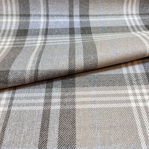 1453. Traditional Grey Check Upholstery Fabric. Price per 1/2 metre, 140cm wide