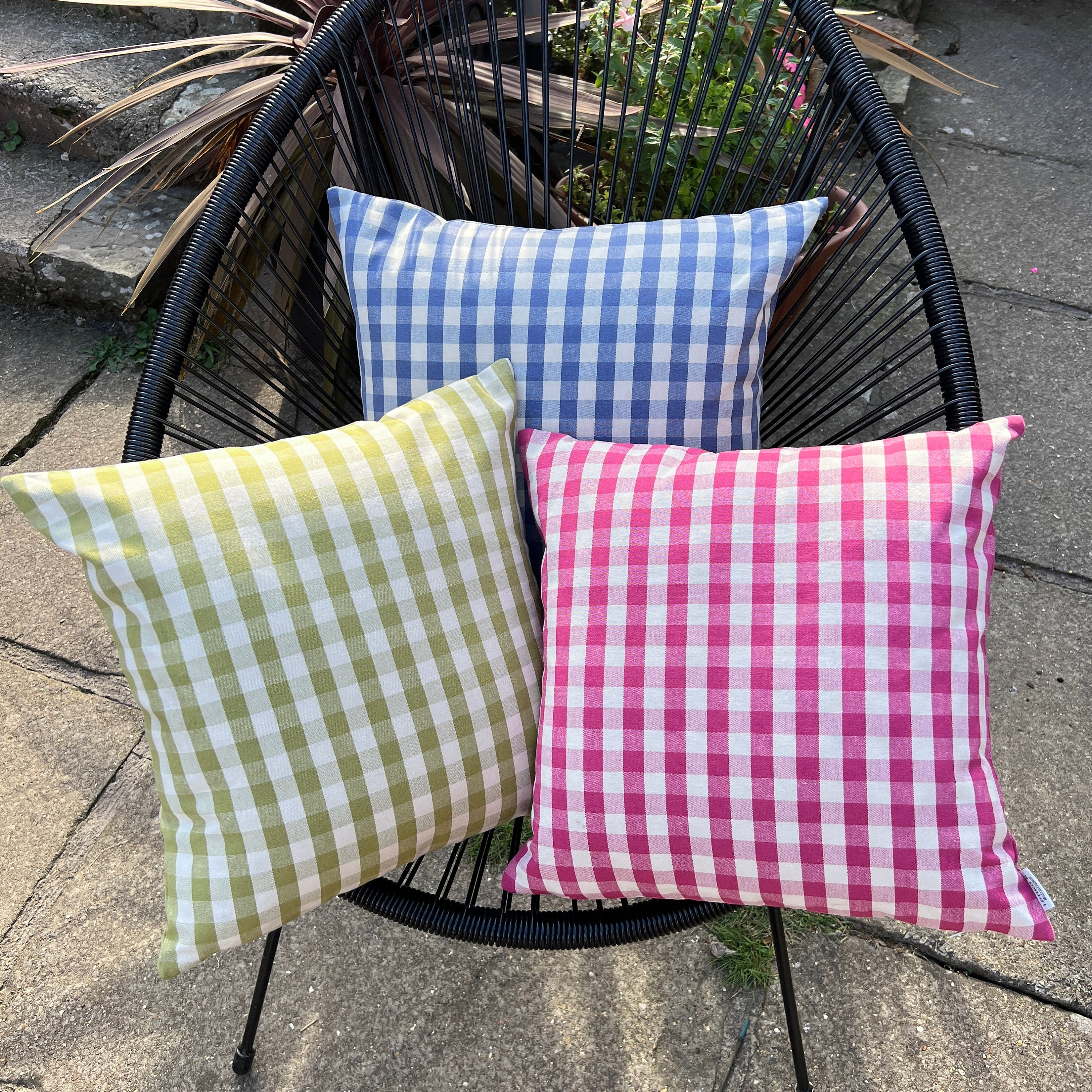 Non-Slip Gingham Chair Pad