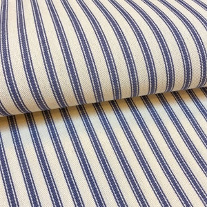 633. Extra wide BLUE TICKING 100% Cotton Fabric, 210cm/ 82inch wide, price per 1/2 metre