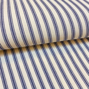 633. Extra wide BLUE TICKING 100% Cotton Fabric, 210cm/ 82inch wide, price per 1/2 metre