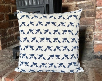 2. Handmade Shabby Chic Blue Birds Natural LINEN Cotton blend Cushion Cover.Various sizes