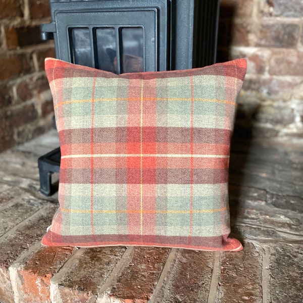 1131. Handmade Orange green country traditional Check Cushion Cover, Various sizes
