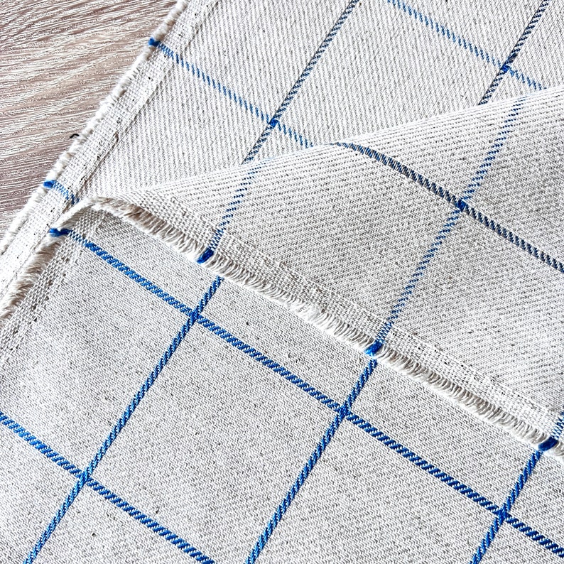 1513. BLUE CHECK Linen Fabric, 140cm Wide, Price per 1/2 Metre - Etsy