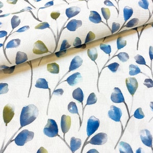 1146. Abbotswick SPA blue leaves - Ashley Wilde 100% cotton Fabric. Last piece 80 cm x 140cm wide