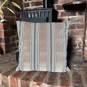 1228. Brown Stripe velvet cotton  Handmade Cushion Cover. Various sizes