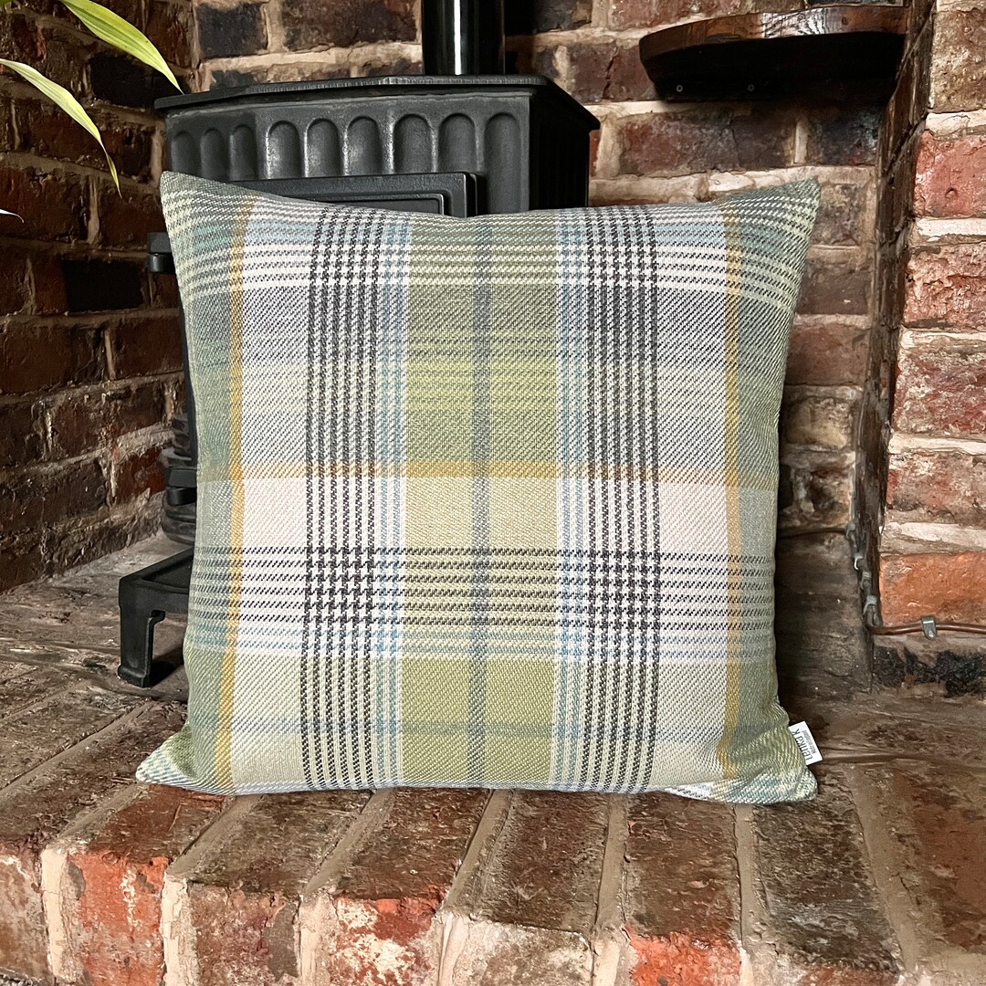 1247. Handmade Traditional Green Check Cushion Cover, Various Sizes Etsy UK