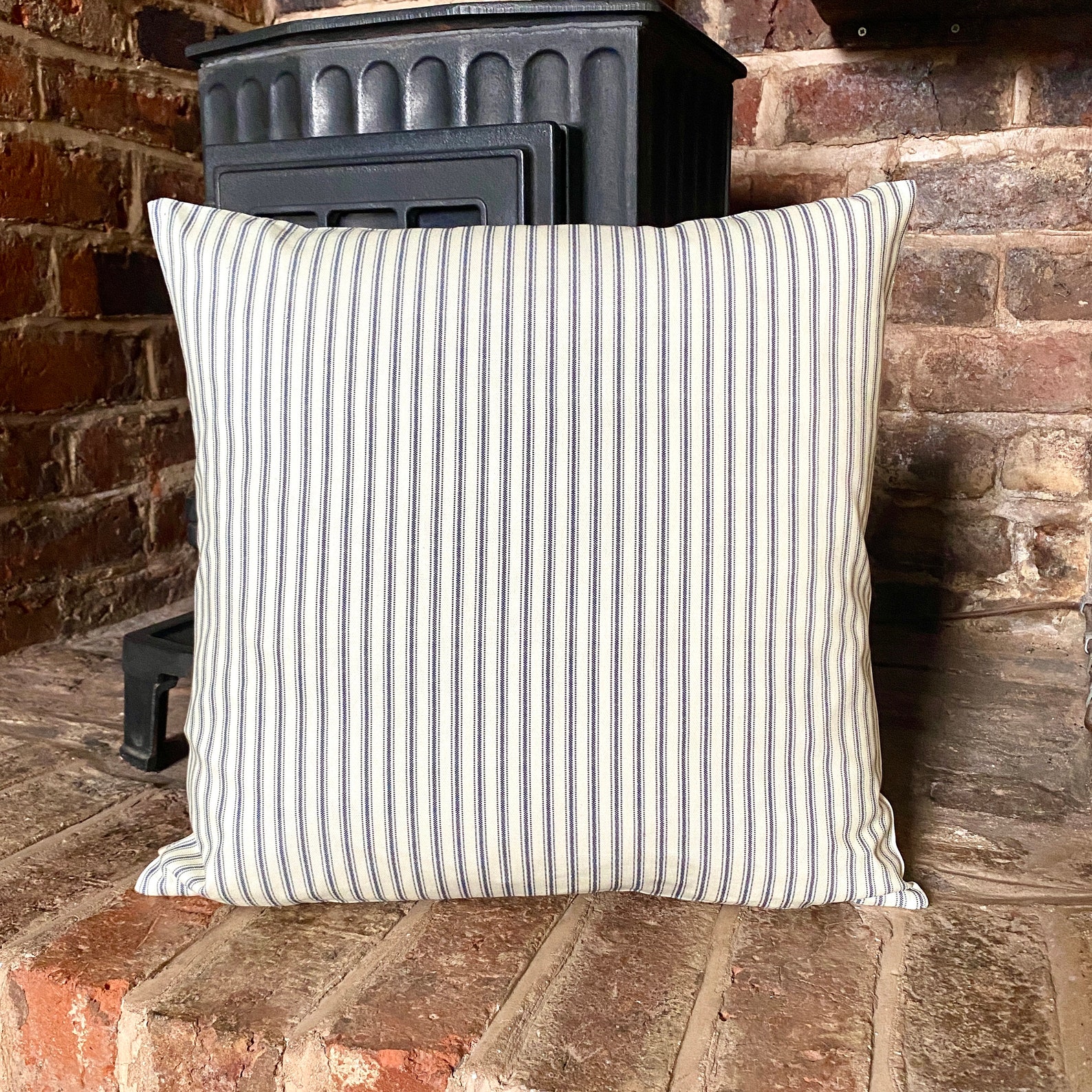 1022. GREY TICKING STRIPE Handmade 100 Cotton Cushion Cover Etsy