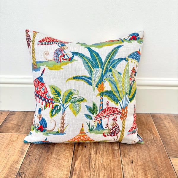 1681. Exotic Monkey, 100% Linen Cushion Cover, various sizes available