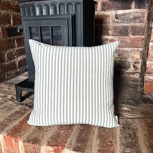 1375. GREEN STRIPE Linen look 100% Cotton Cushion Cover, Various sizes