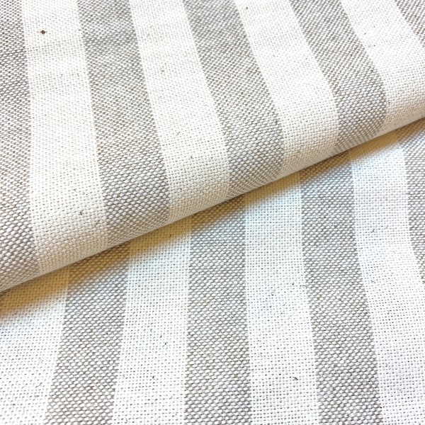 1208. BEIGE STRIPE 100% cotton fabric, Double width 280 cm/ 110 inch