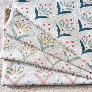 SPRAY BLOCK PRINT Linen Look, 100% Cotton Fabric, Price per 1/2m