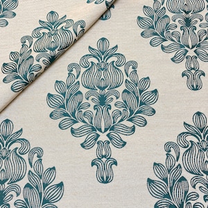 1035. Grauer Teal Rokoko Damast Jacquard Stoff, Preis pro 1/2 Meter