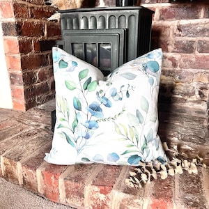 1502. VIVIANNE Blanc/Vert, Housse de coussin 100 % coton fait main