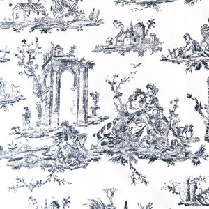 1414 . Black Toile De Jouy 100% Cotton Fabric, price per 1/2 metre, 136 cm wide