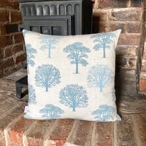 790. Handmade DUCK EGG Blue TREES 100% Cotton Cushion Cover Various sizes