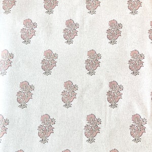 1481. MARGARET NEG, Pink Paisley Block print cotton fabric, Double width 280 cm/110inch