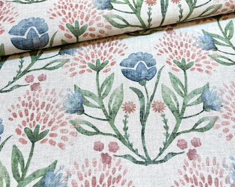 1344. DAMSON Green/Red/Indigo 100% Cotton Fabric. Price per 1/2 metre