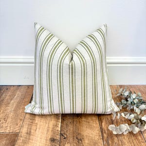 1682. Handmade Harper Green Stripe Cotton blend Cushion Cover,Various sizes