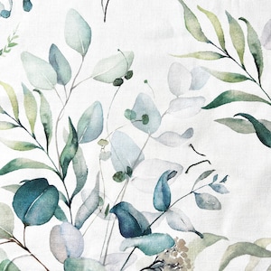 1502. VIVIANNE White/Green, 100% Cotton Fabric. Price per 1/2 metre